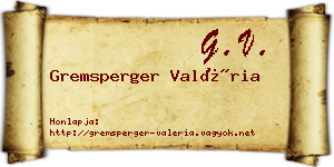 Gremsperger Valéria névjegykártya